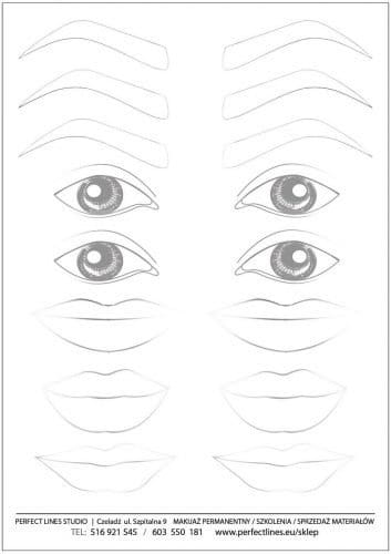 Mata szkoleniowa / sztuczna skórka mix brwi, oczy, usta